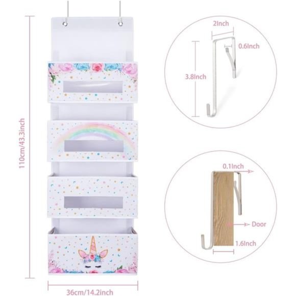 UnicornOver Door Hanging Organizer-Behind Door Hanging Storage with 4ClearWindow - Picture 4 of 6